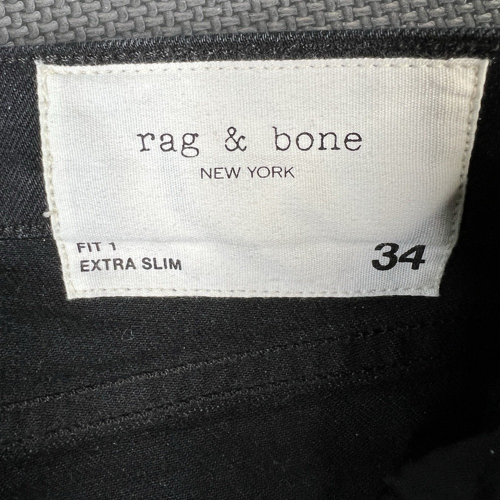 Rag & Bone Men's Jeans 34 Fit 1 Extra Slim DEVON Black Stretch Denim Cotton Pant - Picture 5 of 14